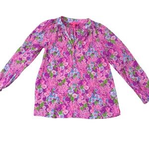 Floral Pink and Purple Women's Top